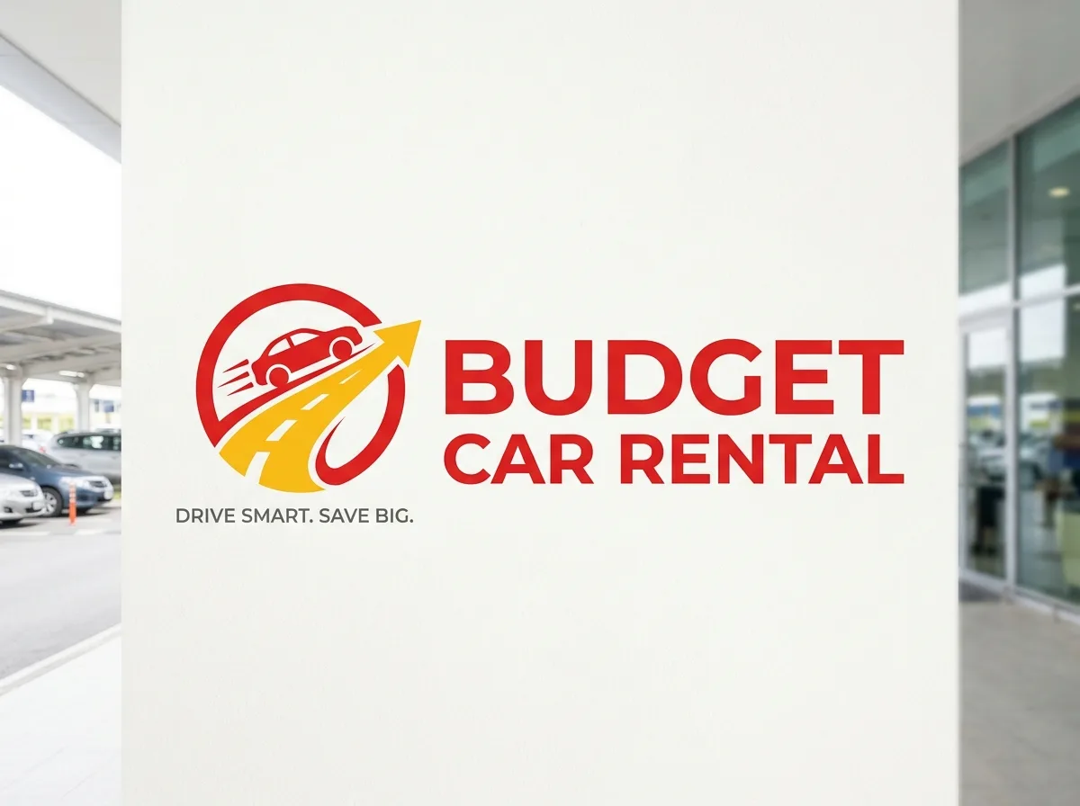 Budget car rental brand logo, official red yellow mark, horizontal layout